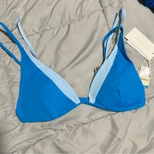 l*space Two-Tone Blue Triangle Bikini Top